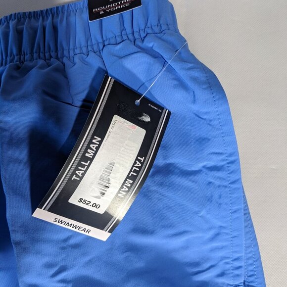 NEW- 3XT Tall Mens Roundtree & Yorke Lined Swim Trunks Nylon 9" Inseam Blue - Picture 5 of 7